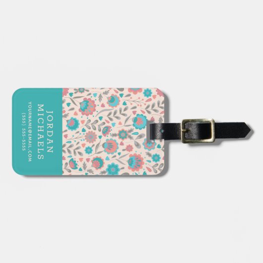 Addieren Sie Ihr Namens|, das aquamarin sind u. Gepäckanhänger (Vorderseite horizontal)