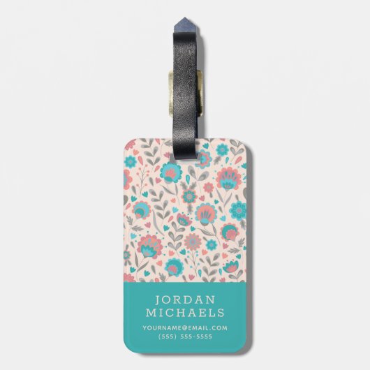 Addieren Sie Ihr Namens|, das aquamarin sind u. Gepäckanhänger (Rückseite vertikal)