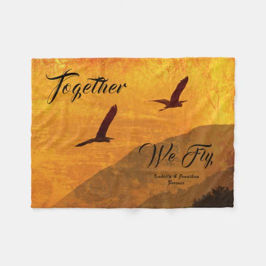 Addieren Sie Ihr Namens|, das zwei Vögel zusammen Fleecedecke (Vorderseite (Horizontal))