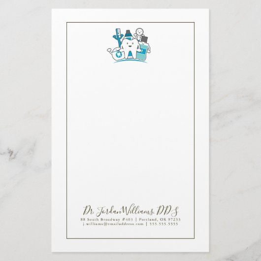 Addieren Sie Ihr Namens| die saubere Zahn-Gruppe Briefpapier (Vorderseite)