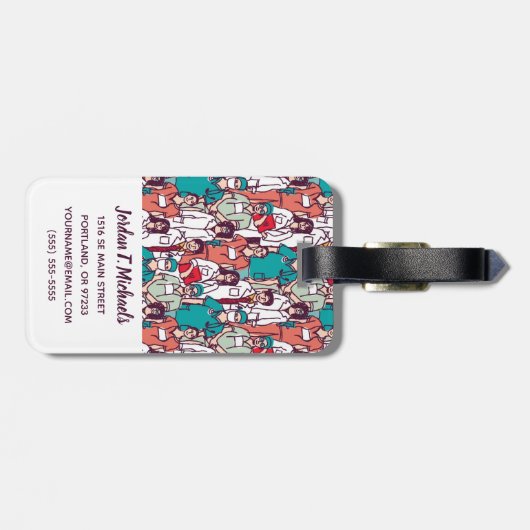 Addieren Sie Ihr Namens| Doktor-u. Chirurg-Muster Gepäckanhänger (Rückseite horizontal)