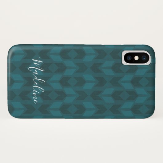 Addieren Sie Ihr Namens| dunkles aquamarines Case-Mate iPhone Hülle (Rückseite (Horizontal))