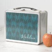 Addieren Sie Ihr Namens| dunkles aquamarines Metall Lunch Box (Beispiel)