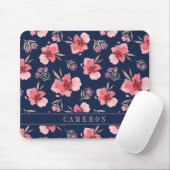 Addieren Sie Ihr Namens| dunkles rosa Mousepad (Mit Mouse)