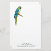 Addieren Sie Ihr Namens| ein aquamariner Macaw Briefpapier (Vorne/Hinten)