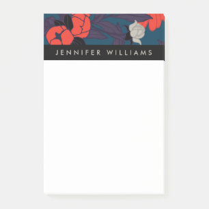 Addieren Sie Ihr Namens  elegantes blaues u. rotes Post-it Klebezettel