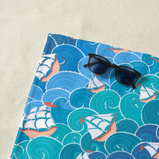 Addieren Sie Ihr Namens| felsiges Seemuster Strandtuch (Beispiel)