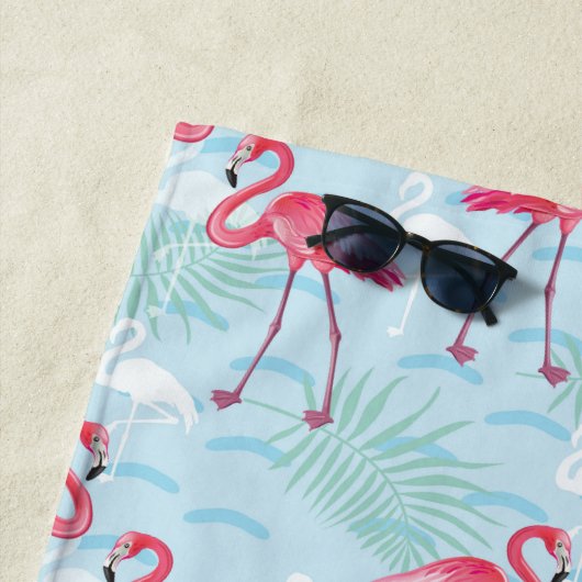 Addieren Sie Ihr Namens| Flamingo-Muster Strandtuch (Beispiel)