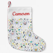 Addieren Sie Ihr Namens| Gekritzel-Alpaka-Muster Kleiner Weihnachtsstrumpf (Vorderseite)