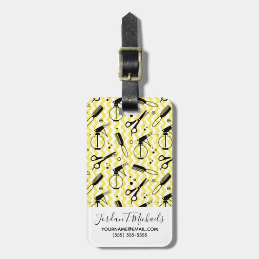 Addieren Sie Ihr Namens| gelbes Gepäckanhänger (Vorderseite vertikal)