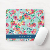 Addieren Sie Ihr Namens| gemaltes Blumen-Muster Mousepad (Mit Mouse)
