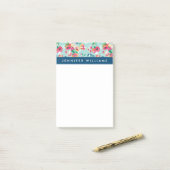 Addieren Sie Ihr Namens| gemaltes Blumen-Muster Post-it Klebezettel (Auf Schreibtisch)