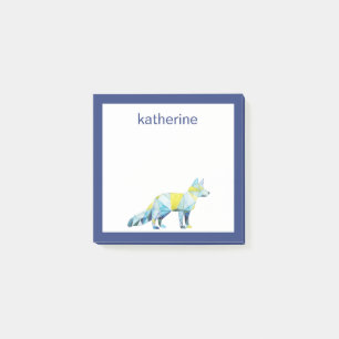 Addieren Sie Ihr Namens  geometrisches Fox-Tier Post-it Klebezettel