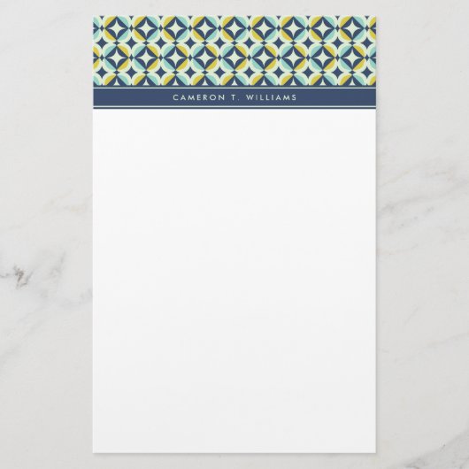 Addieren Sie Ihr Namens| geometrisches Gold u. Briefpapier (Vorderseite)