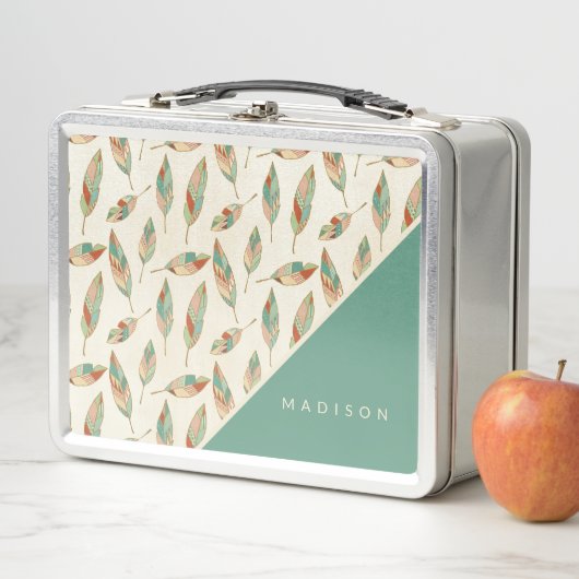 Addieren Sie Ihr Namens| geometrisches Metall Lunch Box (Beispiel)