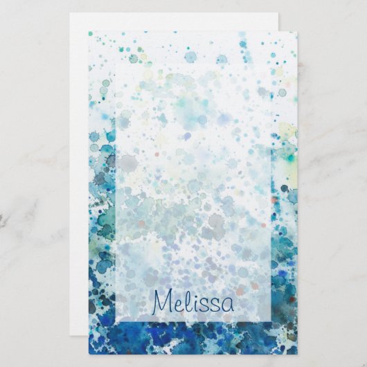 Addieren Sie Ihr Namens| gesprenkeltes Meer I Briefpapier (Vorne/Hinten)
