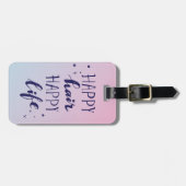 Addieren Sie Ihr Namens| glückliches Gepäckanhänger (Vorderseite horizontal)