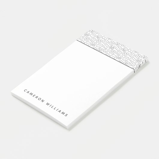 Addieren Sie Ihr Namens| glückliches Zahn-Muster Post-it Klebezettel (angewinkelt)