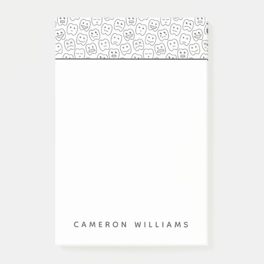 Addieren Sie Ihr Namens| glückliches Zahn-Muster Post-it Klebezettel (Vorderseite)