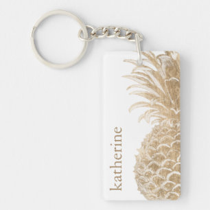 Addieren Sie Ihr Namens  Gold tropisches Schlüsselanhänger