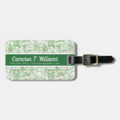 Addieren Sie Ihr Namens| grünes Biologie-Muster Gepäckanhänger (Vorderseite horizontal)