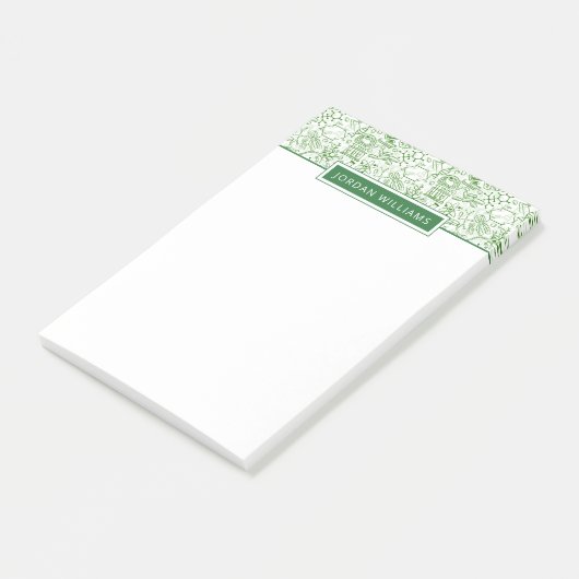 Addieren Sie Ihr Namens| grünes Biologie-Muster Post-it Klebezettel (angewinkelt)