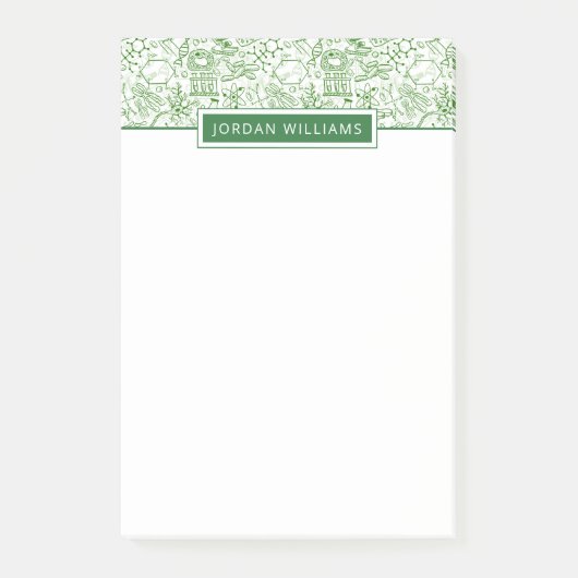 Addieren Sie Ihr Namens| grünes Biologie-Muster Post-it Klebezettel (Vorderseite)