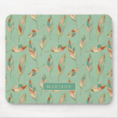 Addieren Sie Ihr Namens| grünes Feder-Muster Mousepad (Vorne)
