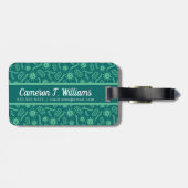 Addieren Sie Ihr Namens| grünes Mikroben-Muster Gepäckanhänger (Rückseite horizontal)