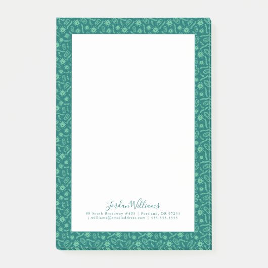 Addieren Sie Ihr Namens| grünes Mikroben-Muster Post-it Klebezettel (Vorderseite)