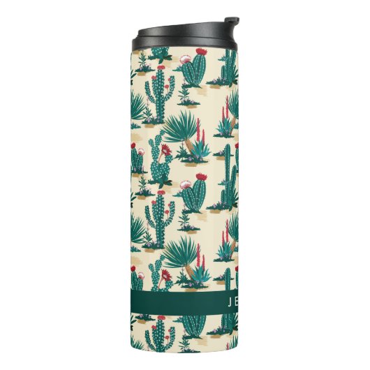 Addieren Sie Ihr Namens| grünes u. rotes Thermosbecher (Nach links gedreht)