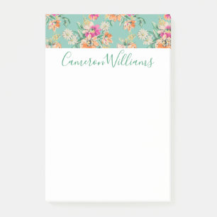 Addieren Sie Ihr Namens  helle Skizze-Blumenmuster Post-it Klebezettel