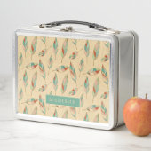 Addieren Sie Ihr Namens| korallenrotes Metall Brotdose (Beispiel)