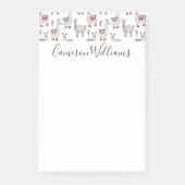 Addieren Sie Ihr Namens| lächelndes Lama-Muster Post-it Klebezettel (Vorderseite)