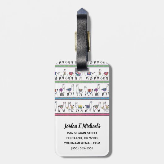 Addieren Sie Ihr Namens| Lama-Streifen-Muster Gepäckanhänger (Rückseite vertikal)