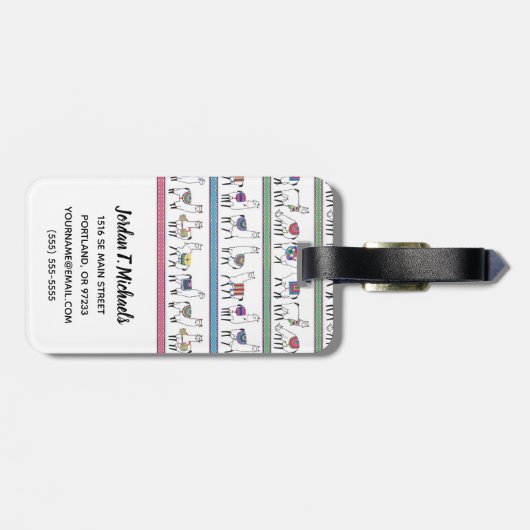 Addieren Sie Ihr Namens| Lama-Streifen-Muster Gepäckanhänger (Rückseite horizontal)