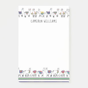 Addieren Sie Ihr Namens  Lama-Streifen-Muster Post-it Klebezettel