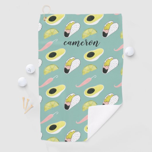 Addieren Sie Ihr Namens| lassen uns Taco über Golfhandtuch (Insitu)