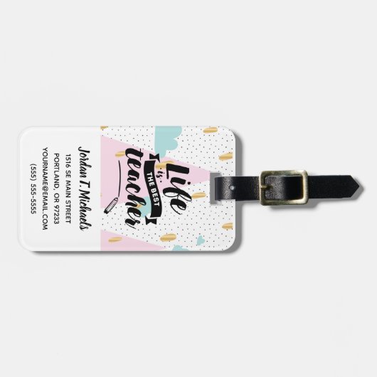 Addieren Sie Ihr Namens| Leben ist der beste Gepäckanhänger (Vorderseite horizontal)