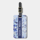 Addieren Sie Ihr Namens| lila Mikroben-Muster Gepäckanhänger (Vorderseite vertikal)