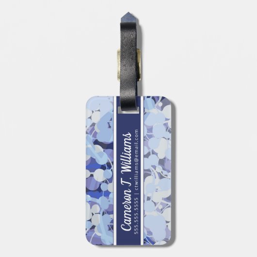 Addieren Sie Ihr Namens| lila Mikroben-Muster Gepäckanhänger (Rückseite vertikal)