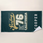 Addieren Sie Ihr Namens| Longboard, das | Strandtuch (Vorderseite)