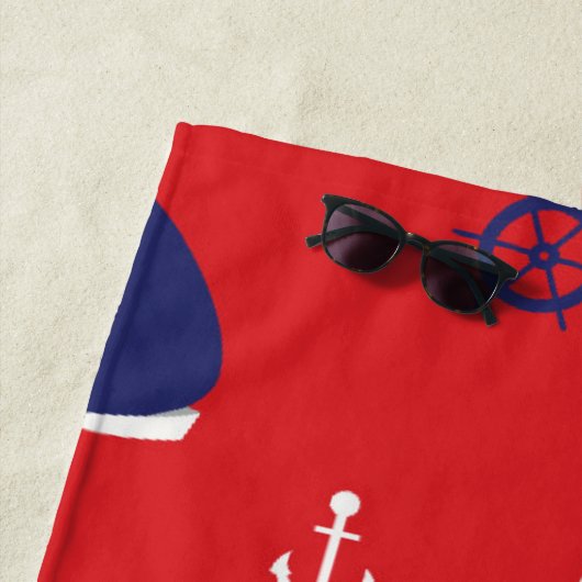 Addieren Sie Ihr Namens| mageres Segelboot-Muster Strandtuch (Beispiel)