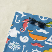Addieren Sie Ihr Namens| Marinesymbol-Muster Strandtuch (Beispiel)