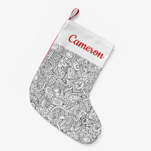 Addieren Sie Ihr Namens medizinisches B&W Muster Kleiner Weihnachtsstrumpf