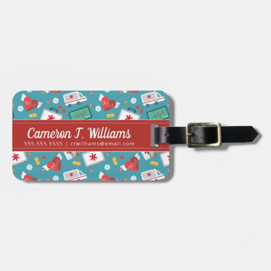 Addieren Sie Ihr Namens| medizinisches Gepäckanhänger (Vorderseite horizontal)