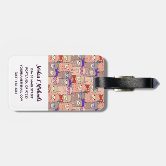 Addieren Sie Ihr Namens| modisches gekleidetes Gepäckanhänger (Rückseite horizontal)