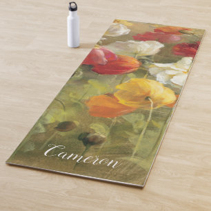 Addieren Sie Ihr Namens  Mohnblumen-Feld Yogamatte