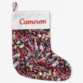 Addieren Sie Ihr Namens| Nagel-Studio-Muster Kleiner Weihnachtsstrumpf (Vorderseite)