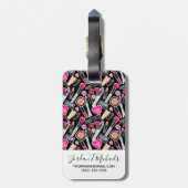 Addieren Sie Ihr Namens| Neonmake-upmuster Gepäckanhänger (Rückseite vertikal)